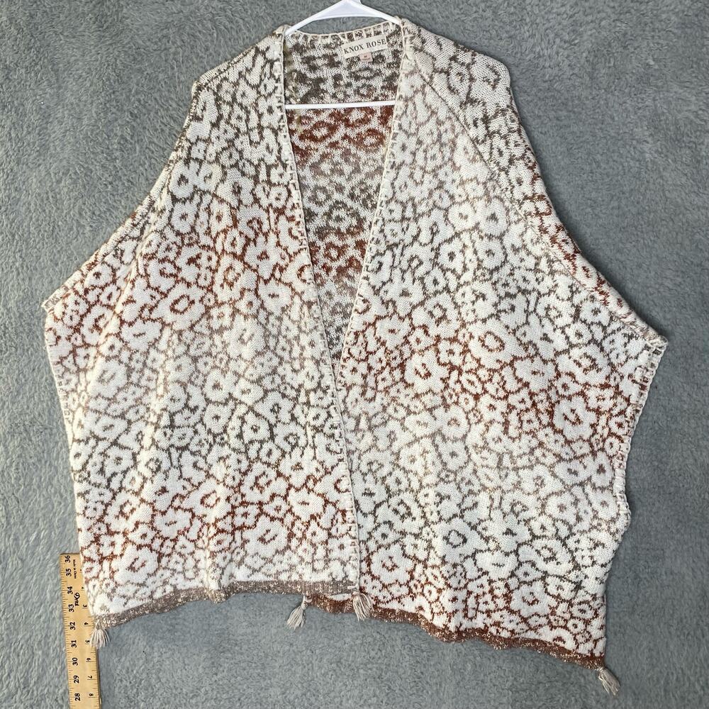 Know Rose womens poncho cardigan geometric tassels oversized vest boho M